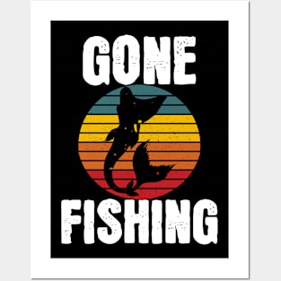 Gone Fishing Mermaid Sunset Posters and Art